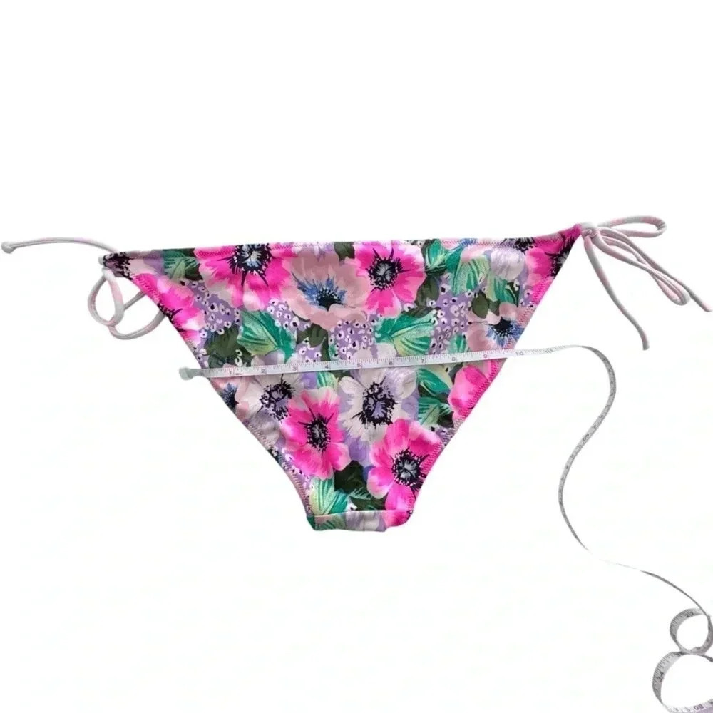 Victoria Secret Medium Bikini Bottoms Lilac Hot Pink Poppy green floral Swim - Picture 8 of 8